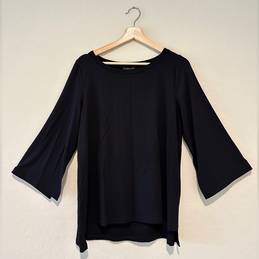 Eileen Fisher Viscose Jersey Kimono 3/4 Sleeve Top